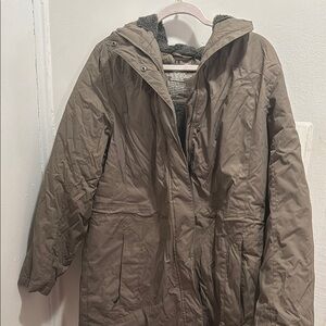 L.L. Bean Olive Green / khaki colored Hooded Coat